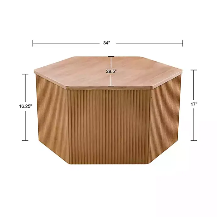 Best Kirklands Home Natural Fluted Hexagon Coffee Table Tan