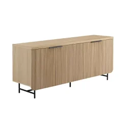 Clearance Kirklands Home Natural Fluted Wood 4-Door Scandinavian Cabinet Tan