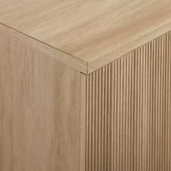 Clearance Kirklands Home Natural Fluted Wood 4-Door Scandinavian Cabinet Tan