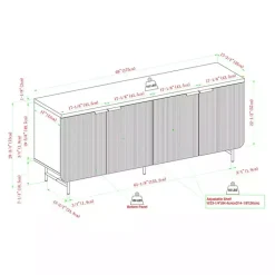 Clearance Kirklands Home Natural Fluted Wood 4-Door Scandinavian Cabinet Tan