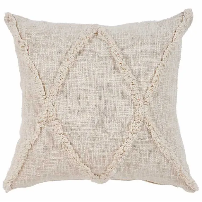 Hot Kirklands Home Natural Fringe Diamond Pillow, 20 in. Tan