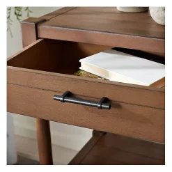 Outlet Kirklands Home Natural Geometric Industrial Pull Accent Table Brown