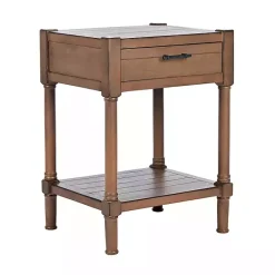 Outlet Kirklands Home Natural Geometric Industrial Pull Accent Table Brown