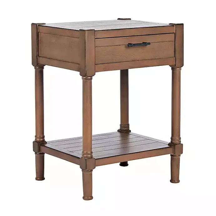 Outlet Kirklands Home Natural Geometric Industrial Pull Accent Table Brown