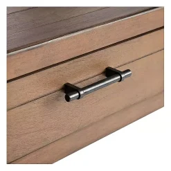 Outlet Kirklands Home Natural Geometric Industrial Pull Accent Table Brown