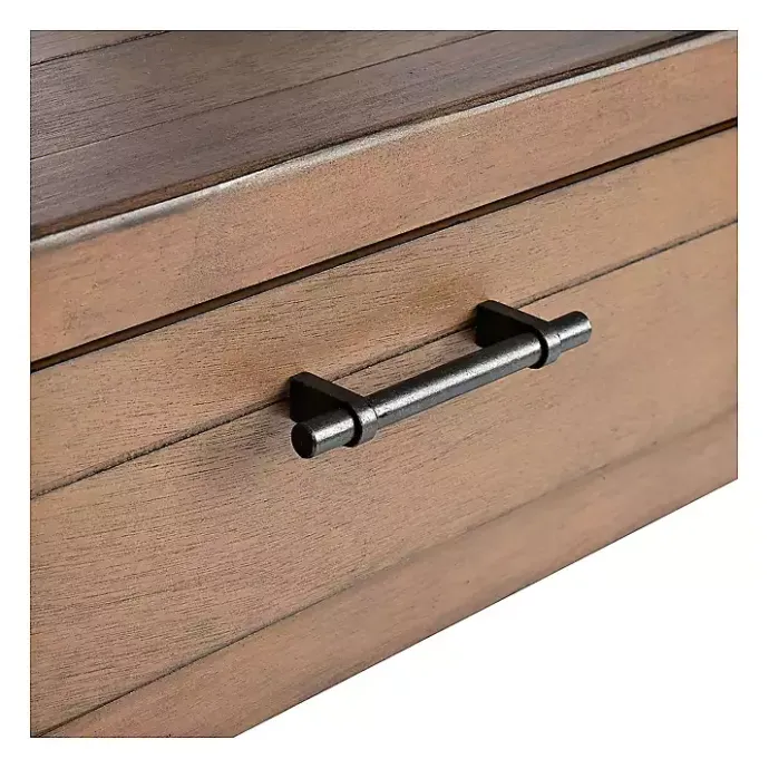 Outlet Kirklands Home Natural Geometric Industrial Pull Accent Table Brown