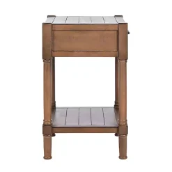 Outlet Kirklands Home Natural Geometric Industrial Pull Accent Table Brown