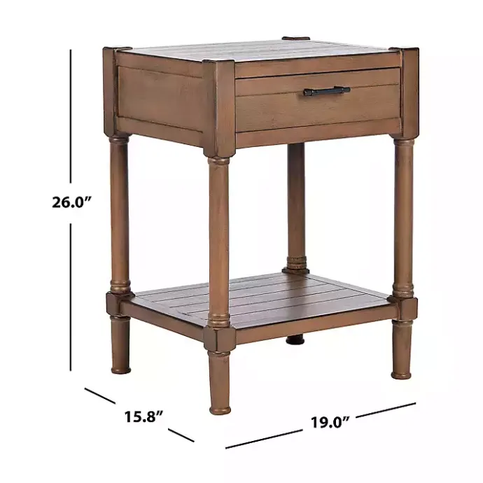 Outlet Kirklands Home Natural Geometric Industrial Pull Accent Table Brown
