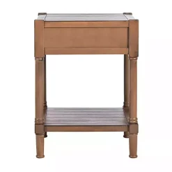 Outlet Kirklands Home Natural Geometric Industrial Pull Accent Table Brown