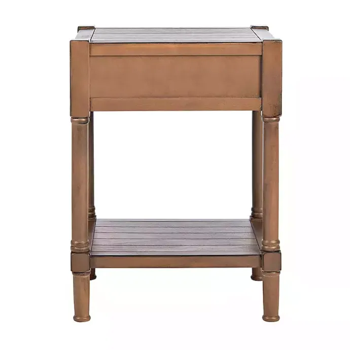 Outlet Kirklands Home Natural Geometric Industrial Pull Accent Table Brown