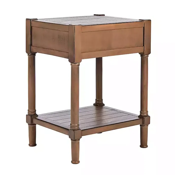 Outlet Kirklands Home Natural Geometric Industrial Pull Accent Table Brown