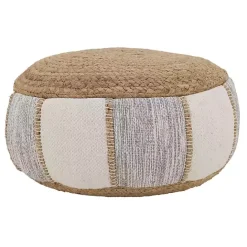 Clearance Kirklands Home Natural Gray and White Striped Jute Pouf
