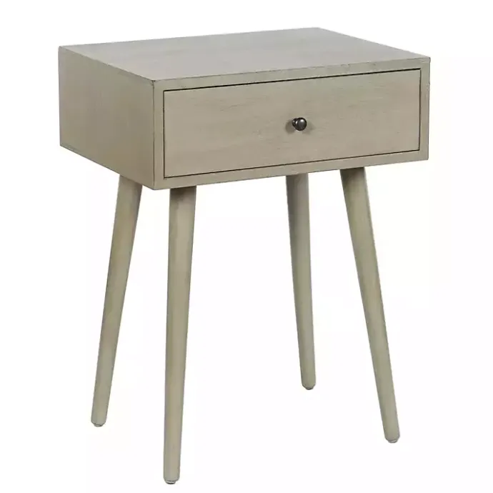 Best Kirklands Home Natural Wood 1-Drawer Arthur Accent Table Gray