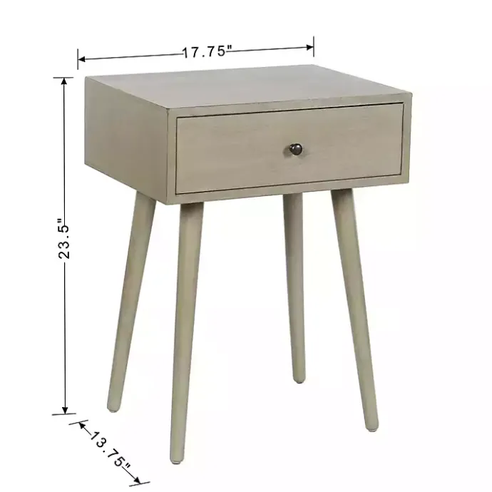 Best Kirklands Home Natural Wood 1-Drawer Arthur Accent Table Gray
