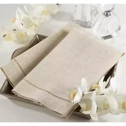 Sale Kirklands Home Natural Hemstitch Guest Towels, Set of 4 Tan