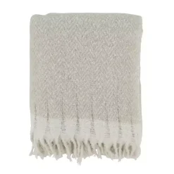 Sale Kirklands Home Natural Herringbone Faux Mohair Throw Ivory