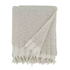 Sale Kirklands Home Natural Herringbone Faux Mohair Throw Ivory