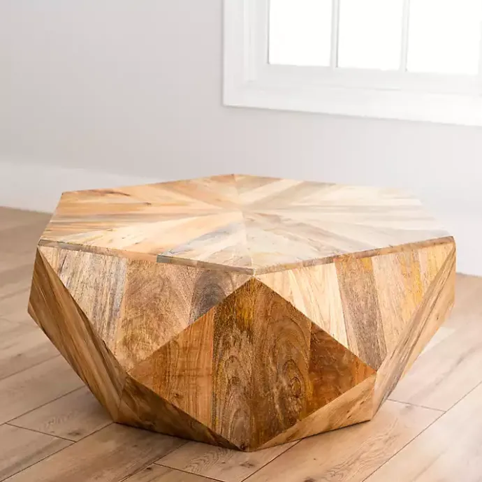 Best Kirklands Home Natural Hexagon Mango Wood Coffee Table Tan