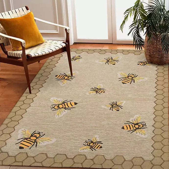 Outlet Kirklands Home Natural Honeycomb & Bees Outdoor Accent Rug