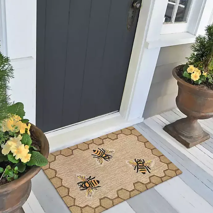 Outlet Kirklands Home Natural Honeycomb & Bees Outdoor Accent Rug
