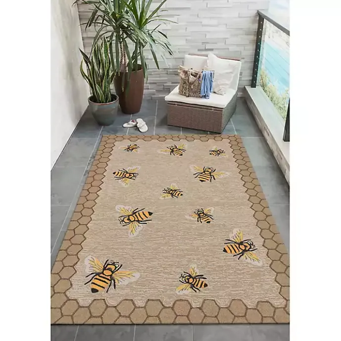 Outlet Kirklands Home Natural Honeycomb & Bees Outdoor Accent Rug