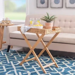 Clearance Kirklands Home Natural Hyacinth Haysom Tray Table Tan