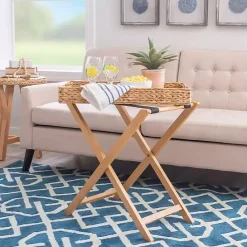 Clearance Kirklands Home Natural Hyacinth Haysom Tray Table Tan