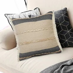 Clearance Kirklands Home Natural Jute Braided Stripe Throw Pillow, 20 in.