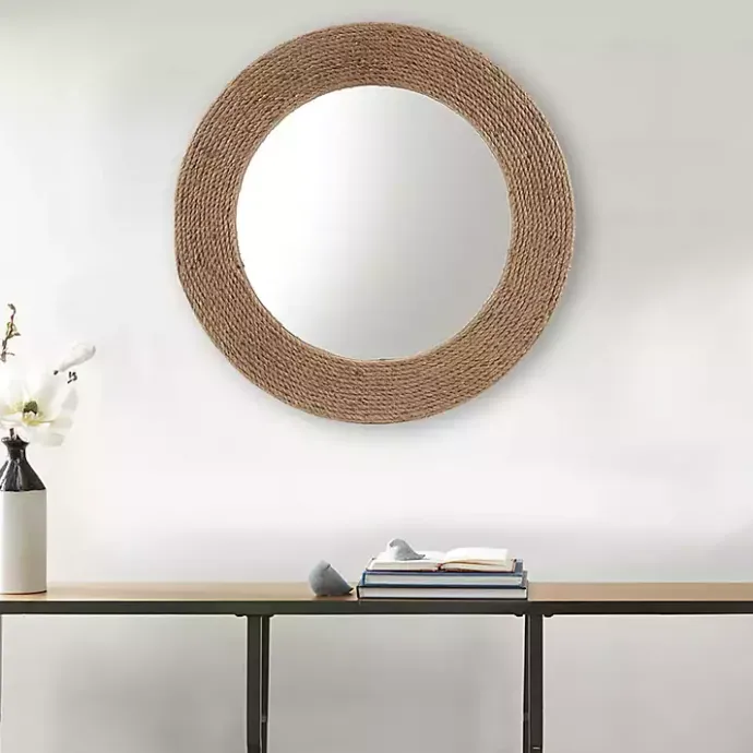Best Kirklands Home Natural Jute Round Wall Mirror