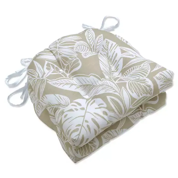 Sale Kirklands Home Natural Leaves Tufted 2-pc. Outdoor Chair Cushions