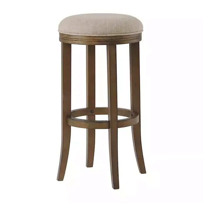 Clearance Kirklands Home Natural Linen and Wood Bar Stool Tan