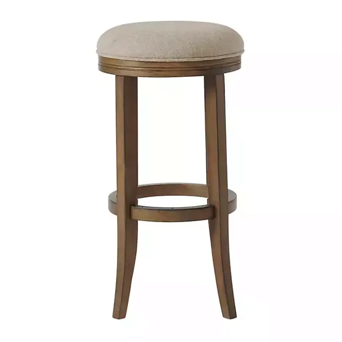 Clearance Kirklands Home Natural Linen and Wood Bar Stool Tan