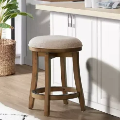 Sale Kirklands Home Natural Linen Barrel Base Swivel Counter Stool Tan