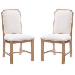 Clearance Kirklands Home Natural Linen Scalloped Dining Chairs, Set of 2 White