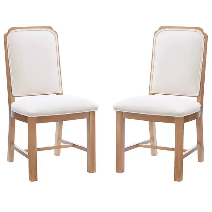 Clearance Kirklands Home Natural Linen Scalloped Dining Chairs, Set of 2 White