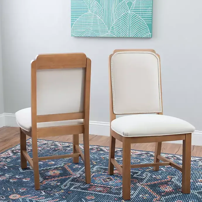 Clearance Kirklands Home Natural Linen Scalloped Dining Chairs, Set of 2 White