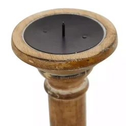 Discount Kirklands Home Natural Mango Wood Carved Candle Holders, Set of 3 Tan