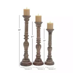 Discount Kirklands Home Natural Mango Wood Carved Candle Holders, Set of 3 Tan
