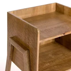 Sale Kirklands Home Natural Mango Wood Cubby Side Table Brown