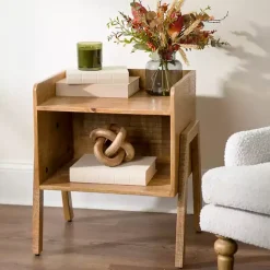 Sale Kirklands Home Natural Mango Wood Cubby Side Table Brown