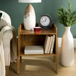 Sale Kirklands Home Natural Mango Wood Cubby Side Table Brown