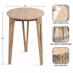 Hot Kirklands Home Natural Mango Wood Round Kershaw Accent Table Tan