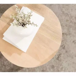 Hot Kirklands Home Natural Mango Wood Round Kershaw Accent Table Tan