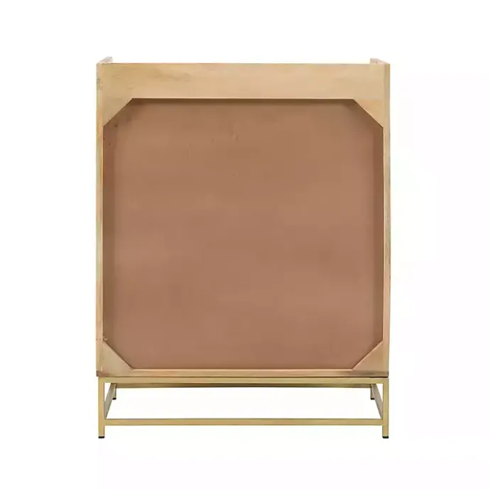 Best Kirklands Home Natural Marble Rattan Front Bar Cabinet