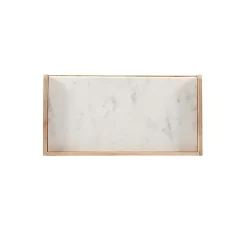 Best Kirklands Home Natural Marble Rattan Front Bar Cabinet