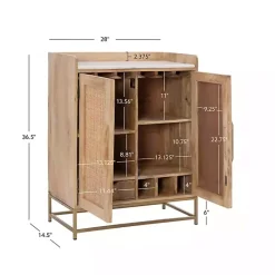 Best Kirklands Home Natural Marble Rattan Front Bar Cabinet