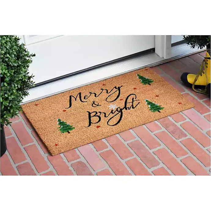 Discount Kirklands Home Natural Merry Bright Tree Coir Doormat, 36 in. Tan