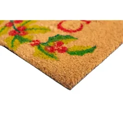 Outlet Kirklands Home Natural Merry Christmas Holly Coir Doormat