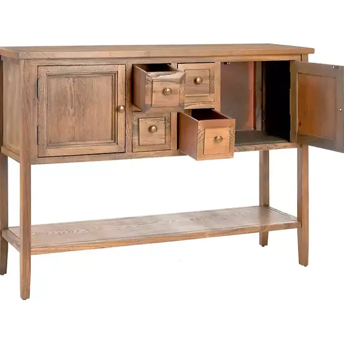 New Kirklands Home Natural Oak 4-Drawer Charlotte Sideboard Brown