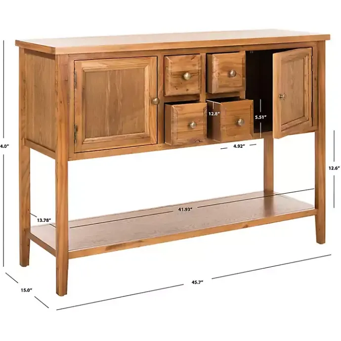 New Kirklands Home Natural Oak 4-Drawer Charlotte Sideboard Brown